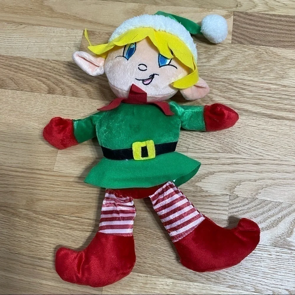 Elf Plush Stuffed Doll Blonde Blue Eye Girl Christmas Holiday